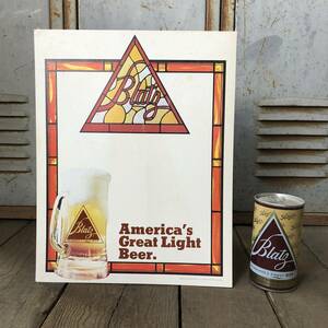 即決② 1980's Blatz Beer ブラッツビール カードボードサイン パネル 看板 デッドストック ビンテージ ダイナー バー アメリカ