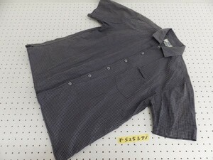 ＜送料280円＞PIKO ピコ メンズ ロゴ刺繍 胸ポケット付 チェック 半袖シャツ 紺×グレー M