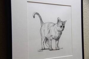 Art Auction 鉛筆画猫 デッサン 素描 子猫, 美術品, 絵画, 鉛筆画, 木炭画