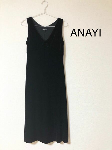 美品★ANAYI★ベロアノースリーブワンピース、ドレスワンピース ノースリーブワンピース