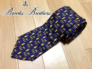 USA製 ブルックス・ブラザーズ Brooks Brothers シルク ネクタイ 紺色葉柄