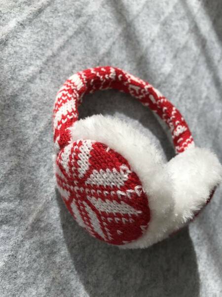 イヤーウォーマー 赤白 イヤーマフラー 耳あて earmuffs earwarmer ear warmars