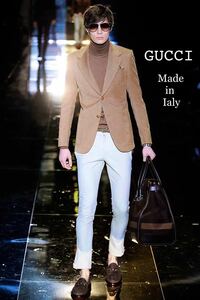  внутренний стандартный AW.Col GUCCI / Gucci вельвет tailored jacket _ Ran way коллекция товар шелк ..48/L love. не час надеты /hyon ведро 
