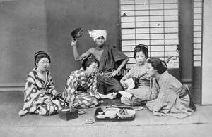 . производства переиздание открытка с видом / старый фотография гейша .. .. Yokohama фотография Meiji период Y_037