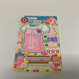 中古　アイカツ　コサージュ付ピンクレースTシャツ　06-04 N