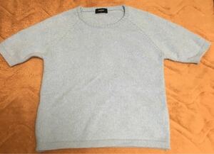 ユニクロ 半袖ニット セーター 水色 Lサイズ レディース 古着 UNIQLO