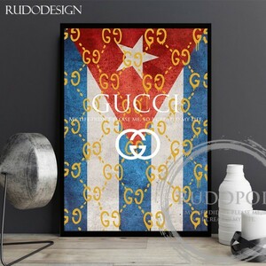 A1 size frame ending [ cue ba national flag /CUBA brand oma-ju art poster Gucci ]