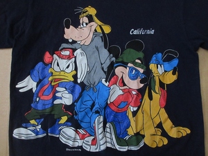 90's USA製 Disney ミッキーマウス ドナルドダック グーフィー プルート ストリート スタイル Tシャツ M ディズニー キャップ スニーカー