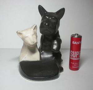 スコッチテリア ブラック＆ホワイト 犬 陶器 置物