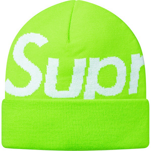 希少★新品本物【Fluorescent Green】★Big Logo Beanie ビッグロゴビーニー 正規店購入 シュプリーム 限定品 入手困難 レア色 Supreme14AW