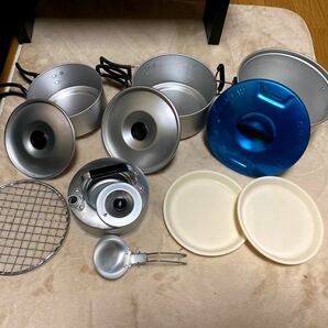 【完品】旧ロゴ　エバニューの青い鍋、廃盤クッカー（EVERNEW COOK KIT）