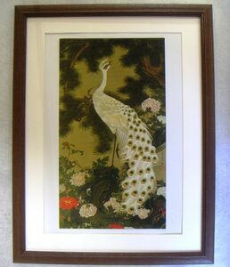 Art hand Auction Ito Jakuchu, Animal and Plant Picture Book Old Pine Tree and Peacock Print Reproduction, Wooden Frame, Buy Now, Painting, Japanese painting, Flowers and Birds, Wildlife