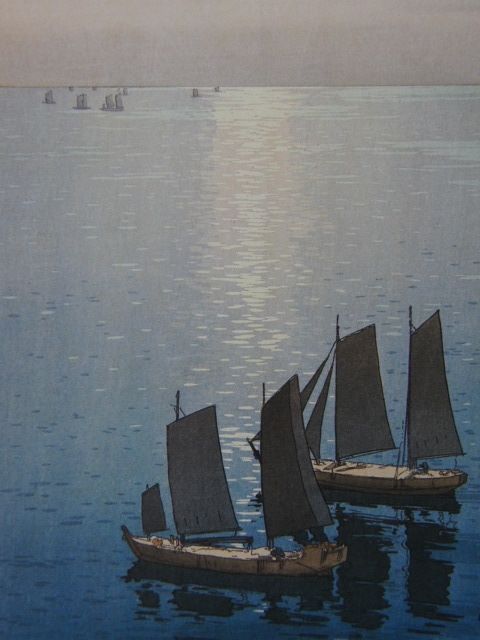 Hiroshi Yoshida, [Mer brillante], Extrait d'un rare livre d'art encadré, Tout neuf avec cadre, Bonne condition, frais de port inclus, peintre japonais, peinture, peinture à l'huile, Nature, Peinture de paysage