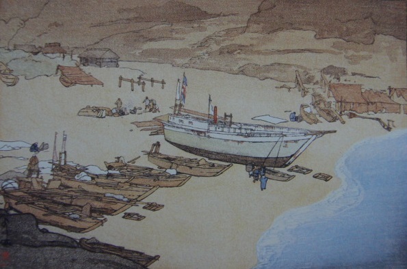 吉田浩, [博州海岸], 来自一本罕见的装框艺术书, 全新带框, 良好的条件, 含邮费, 日本画家, 绘画, 油画, 自然, 山水画