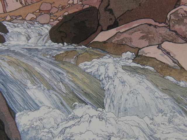 Hiroshi Yoshida, [Wildbach des Nakabusa-Flusses], Aus einer seltenen Sammlung von Rahmenkunst, Neuer Rahmen inklusive, In guter Kondition, Porto inklusive, Japanischer Maler, Malerei, Ölgemälde, Natur, Landschaftsmalerei