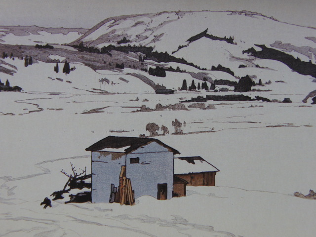 Hiroshi Yoshida, [Winter in Taguchi], Aus einer seltenen Sammlung von Rahmenkunst, Neuer Rahmen inklusive, In guter Kondition, Porto inklusive, japanischer Maler, Malerei, Ölgemälde, Natur, Landschaftsmalerei