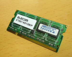 ☆★ジャンクPCパーツ★☆ ELECOM DDR2-667 PC2-5300 512MB 200pin/出品時動作確認品-MDDR207