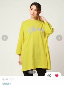 1回着美品◆stussy ステューシー　ビッグドレスＴ　Ｔシャツワンピ◆黄◆サイズＳ