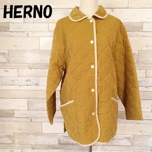 【人気】HERNO/ヘルノ イタリア製 中綿キルティングジャケット スナップ キャメル サイズ44 レディース/9425