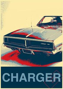 ポスター★1969 ダッジ・チャージャーR/T アートポスター★Dodge Charger/Mopar/モパー/426ヘミ