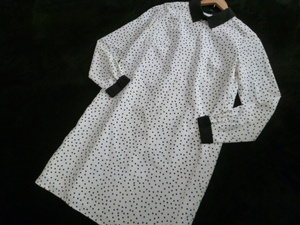ecruefil/ ecru Phil ^ white dot pattern collar attaching blouse One-piece M/ white polka dot Katty ^OP119