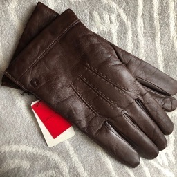 CHARLES JOURDAN Charles Jourdan leather leather gloves 24M liner knitted 