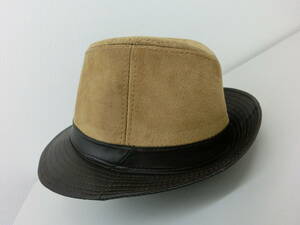 * new goods unused # original leather high class * elegant design men's hat # Brown suede /XXXL