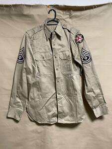 アメリカ軍　アメリカ陸軍　第六師団　下士官シャツ　真贋不明　実物　第六機甲師団　サービスシャツ　中古品　放出品
