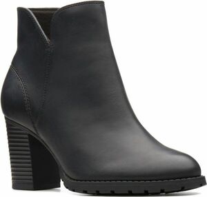 送料無料 Clarks 24.5cm ブーツ レザー 革 ブラック 黒 ジッパー フォーマル チェルシー ヒール ゴア ブーティー パンプス スニーカー ST81