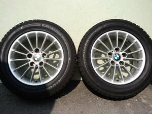 BMW E39 5シリーズ純正アルミ7J +20 5H120 RADIAL SPOKE STYLE 48ラジアルスポーク 225/55R16バリ山スタッドレスヨコハマアイスガード IG50