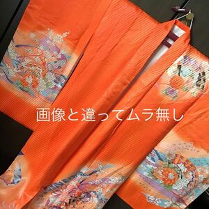 正絹混紡♪1回着用♪既製品♪おめでたい鶴や古典柄華やか可愛い♪きっと気に入る♪安心の日本製