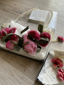  Jane Marple antique manner rose corsage necklace & earrings set box equipped unused goods Vintage rose 