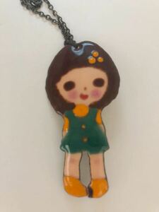 ビンテージ60's◆美品◆七宝焼女の子　ペンダント、ブローチ