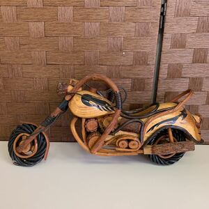 【希少品】Wooden Harley-Davidson Desk Model Motorcycle Chopper Bike ハーレーダビッドソン 木製 オブジェ 置物 ハーレー