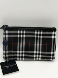 バーバリー ポーチ ブラック×チェック 未使用品 化粧ポーチ 財布 カバン BURBERRY マルチケース ハンドバック コインケース