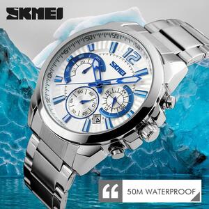 Skmeiブランドファッションカジュアル腕時計メンズ3atm防水クォーツ時計男性日付時計マンステンレス鋼ミリタリー腕時計
