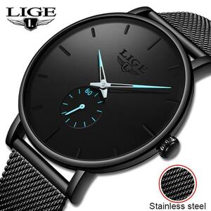 LIGE 2019 新ファッションスポーツメンズ腕時計トップブランドの高級防水シンプルな超薄型腕時計メンズクォーツ時計レロジオ masculino