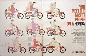  rare!1964 year Honda * Super Cub advertisement /Honda/ motorcycle / Showa Retro / old car /J