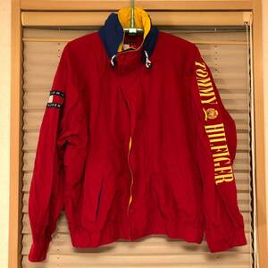 TOMMY HILFIGER LOGO NYLON FLEECE JACKET ロゴ ナイロン ジャケット レッド trans antarctica hell vintage stabridge RALPH LAUREN