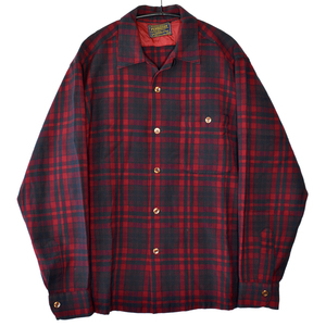 60s usa vintage SIR PENDLETON サー ペンドルトン ウール シャツ ループカラー ボックス size.M オープンカラーシャツ 40s 50s