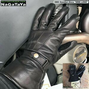 GMG Gauntlet Glove SEMI LONGji- M ji- gun to let glove semi long kau hyde leather BIKER glove black L