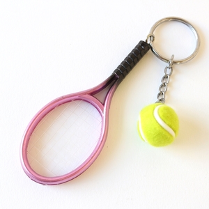 テニスキーホルダー テニスラケット ＆ ボール キーホルダー ミニ テニスラケット テニスボール ミニチュア テニス ス キーリング 1