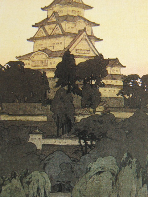 Hiroshi Yoshida, [Soirée au château de Himeji], Livre d'art rare, En bonne condition, Voyage, Paysage, Nouveau cadre avec cadre, livraison gratuite, Peinture, Peinture à l'huile, Nature, Peinture de paysage