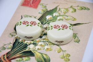 マニー ステンシルローズ　マグネット2点セット　インテリア　置物　陶器 日本製　新品
