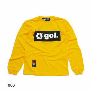 SALE! gol (ゴル) ボックスロゴ 長袖 プラクティスシャツ (150) YELLOW | futsal soccer フットサル サッカー プラシャツ イエロー セール