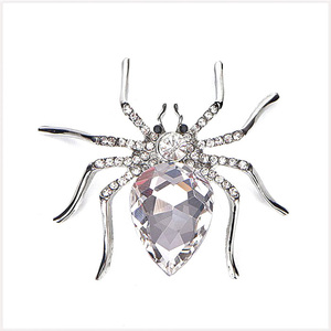 [BROOCH] Crystal Spider ビューティフル BIG PEAR クリスタルCZ スパイダー 蜘蛛 クモ 5cm ブローチ (クリアホワイト) 【送料無料】