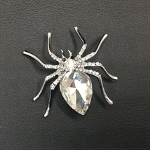 [BROOCH] Crystal Spider ビューティフル BIG PEAR クリスタルCZ スパイダー 蜘蛛 クモ 5cm ブローチ (クリアホワイト) 【送料無料】_画像6