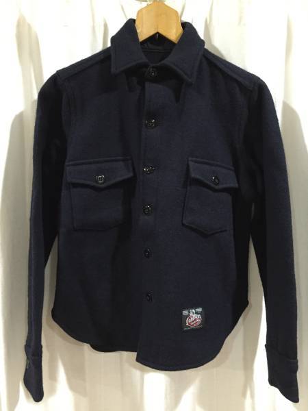 【美品】Johnson Woolen Mills CPOジャケット ウールシャツ メンズXS相当 ネイビー MADE IN USA