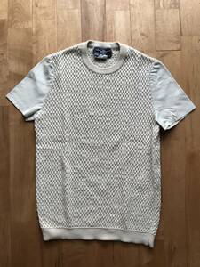 [ beautiful goods * regular goods ]Salvatore Ferragamo Salvatore Ferragamo finest quality leather & cotton knitting cut and sewn size S round neck 