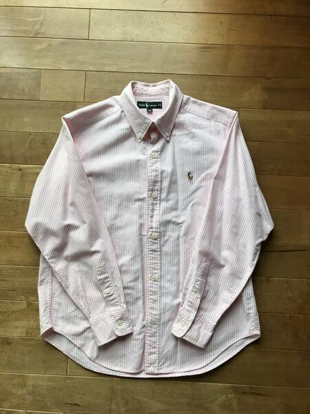 【正規品】Ralph Lauren ラルフローレン ピンクストライプ BDオックスフォードシャツ サイズ150（S相当）POLO ポロ レディース＆キッズ